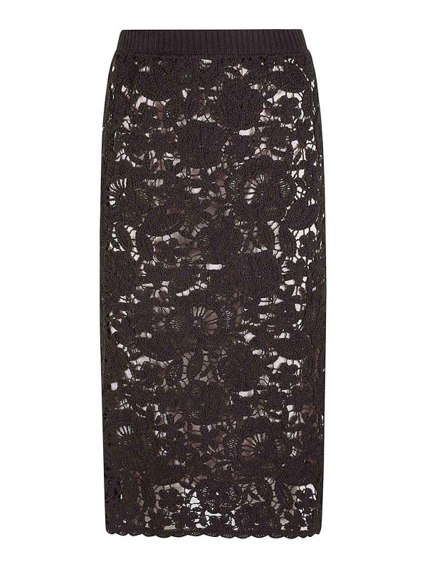 P.A.R.O.S.H.: Knee length skirts & Midi - Gonna In Pizzo Macram