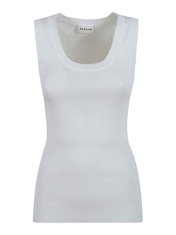 P.A.R.O.S.H.: Tops y camisetas sin mangas - Top - Blanco