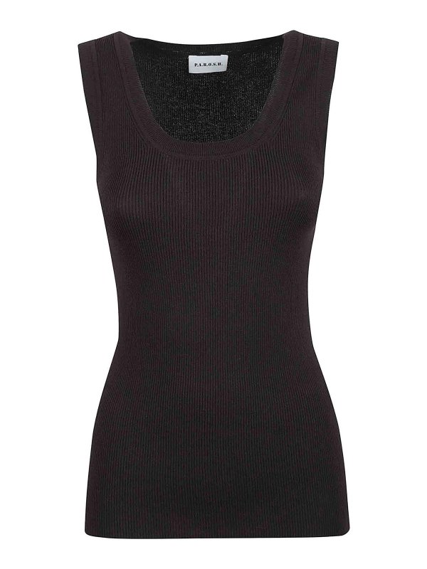 P.A.R.O.S.H.: Tops y camisetas sin mangas - Top - Marrón