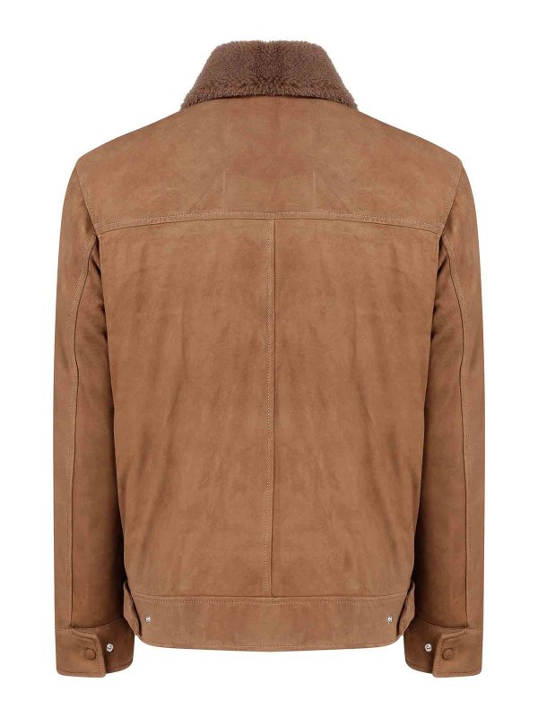 VALSTAR: leather jacket online - Suede Zip Jacket Shearling Collar