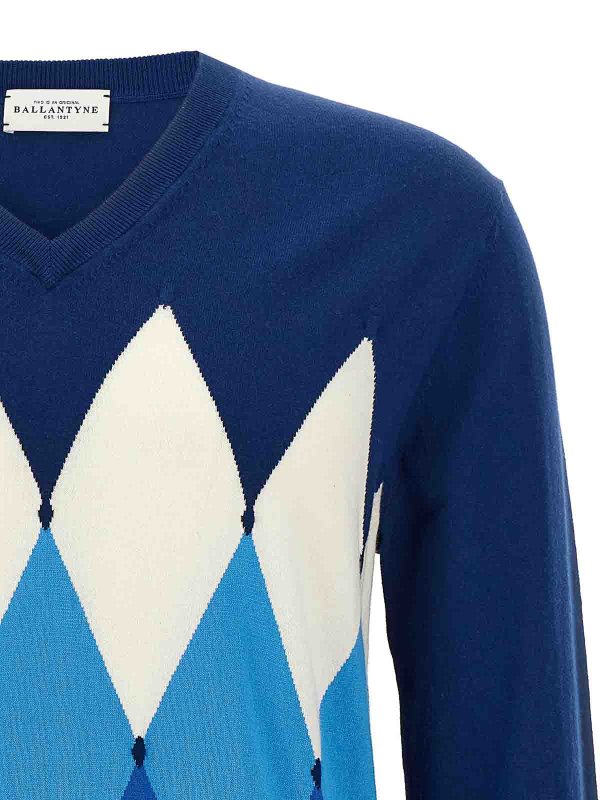The Best Shops BALLANTYNE: Strickpullover mit V-Ausschnitt - V-Pullover - Blau