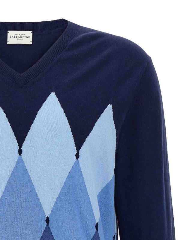 The Best Shops BALLANTYNE: Strickpullover mit V-Ausschnitt - V-Pullover - Blau