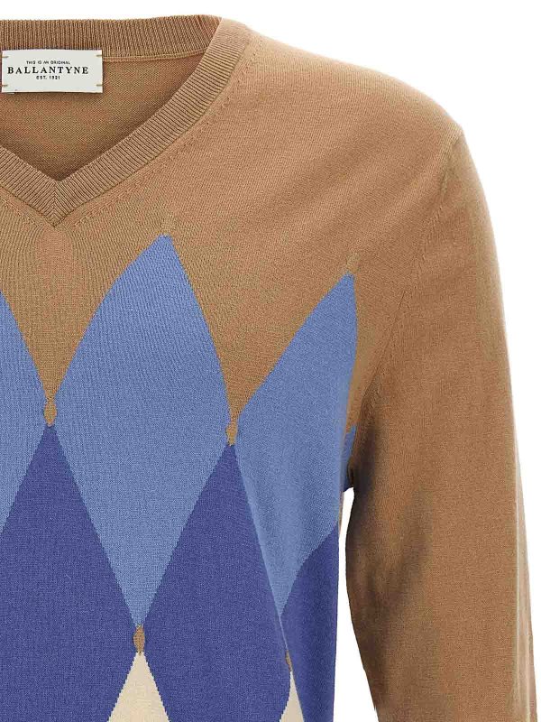 The Best Shops BALLANTYNE: Strickpullover mit V-Ausschnitt - V-Pullover - Beige