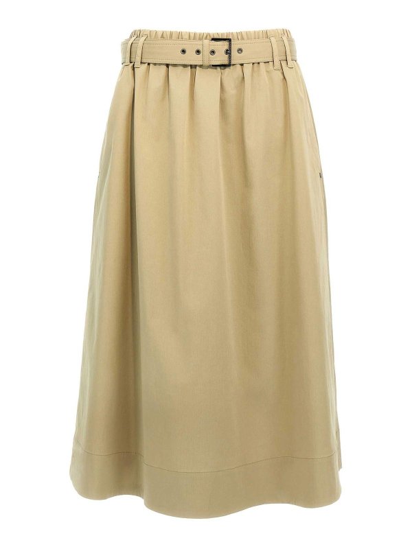 BRUNELLO CUCINELLI: ニーレングススカート＆ミディ丈 - 膝丈/ミディスカート - 緑