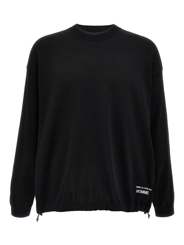 COMME DES GARÇONS HOMMES PLUS: Strickpullover mit Rundhalsausschnitt - Rundhalspullover - Schwarz