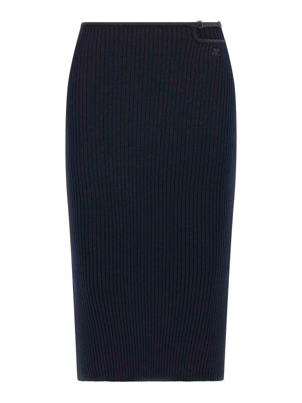 Courreges: Knee length skirts & Midi - Loop Rib Knit Skirt