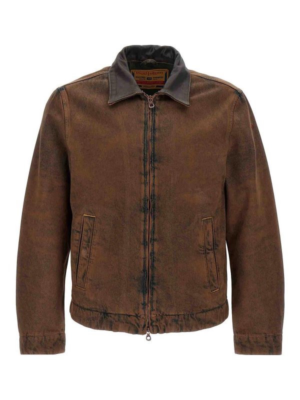 DIESEL: デニムジャケット - ブレザー - ブラウン