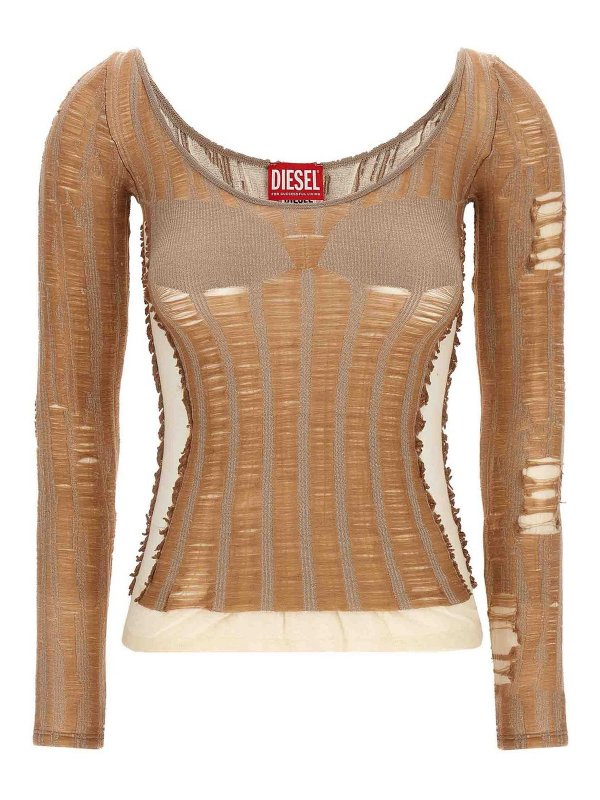 DIESEL: Tops y camisetas sin mangas - Top - Marrón