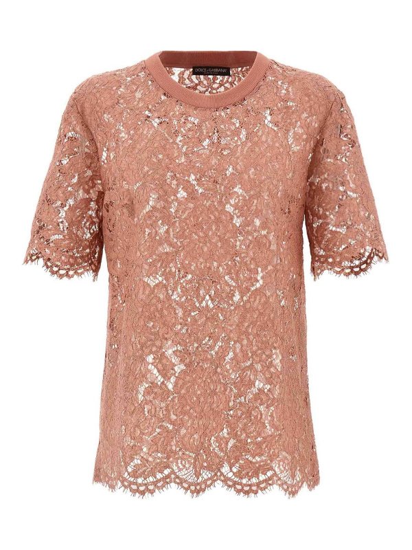 DOLCE & GABBANA: t-shirts - Lace T-Shirt