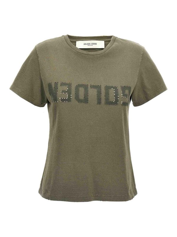 【送料&関税込】Golden  Army Green Cotton Doris T-shirt Golden Goose Doris T-Shirt - Green - Women