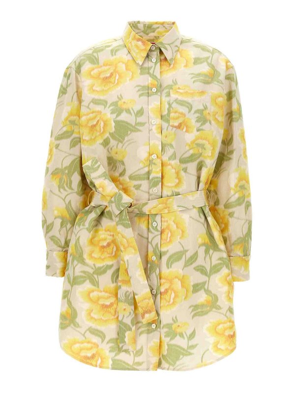 KENZO: knee length dresses - Peonies Kimono Sleeve Dress