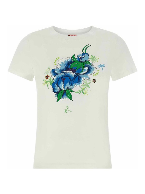 KENZO FF52TS1634SO02 関税送料込 Kenzo Tシャツ - Kenzo Peonies - ホワイト | FF52TS1634SO02