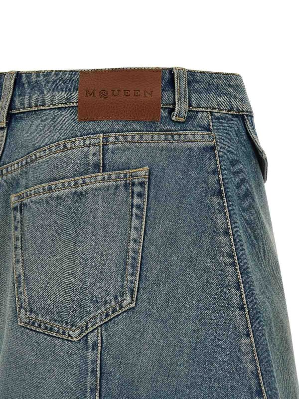 膝丈/ミディスカート - ライトブルー shop online: ALEXANDER MCQUEEN