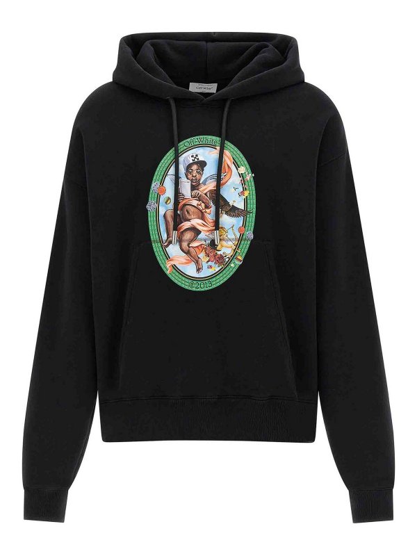 OFF-WHITE: Sweatshirts & Sweaters - Fresco Oval Hoodie