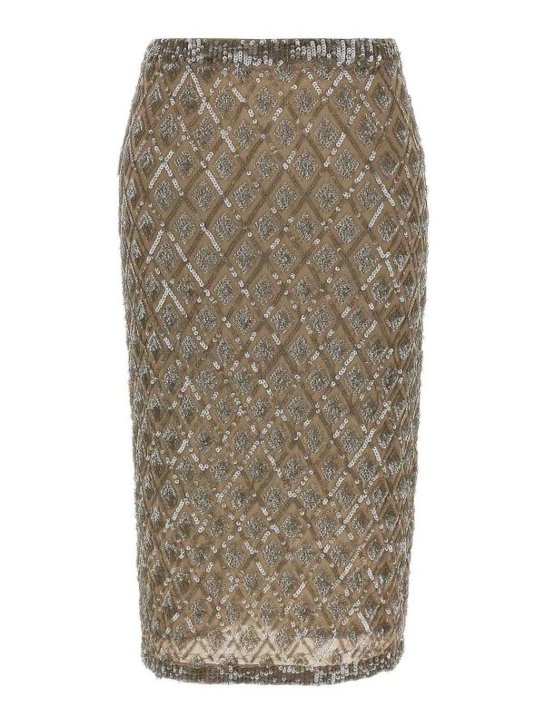 P.A.R.O.S.H.: ニーレングススカート＆ミディ丈 - 膝丈/ミディスカート - ベージュ