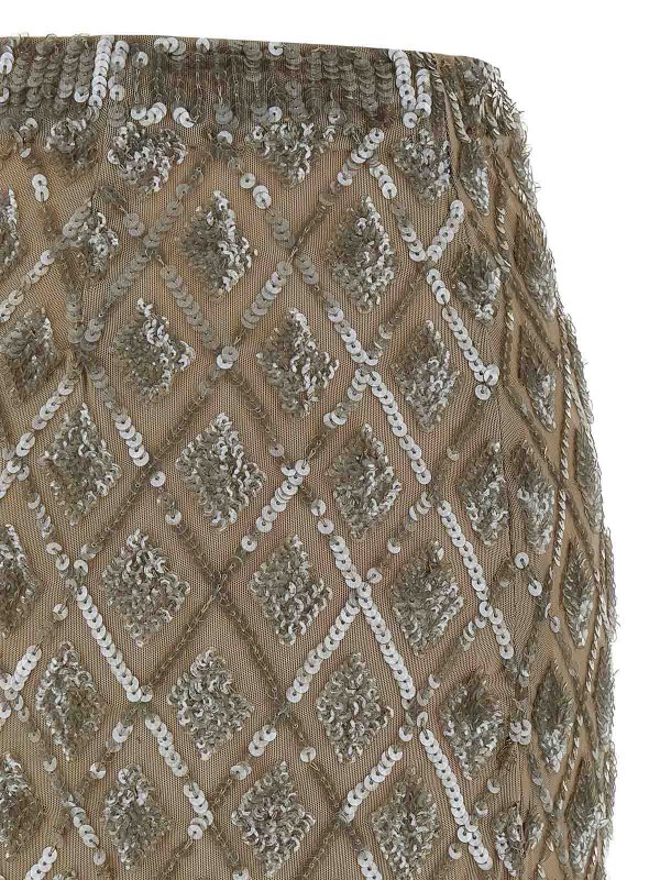 膝丈/ミディスカート - ベージュ shop online: P.A.R.O.S.H.