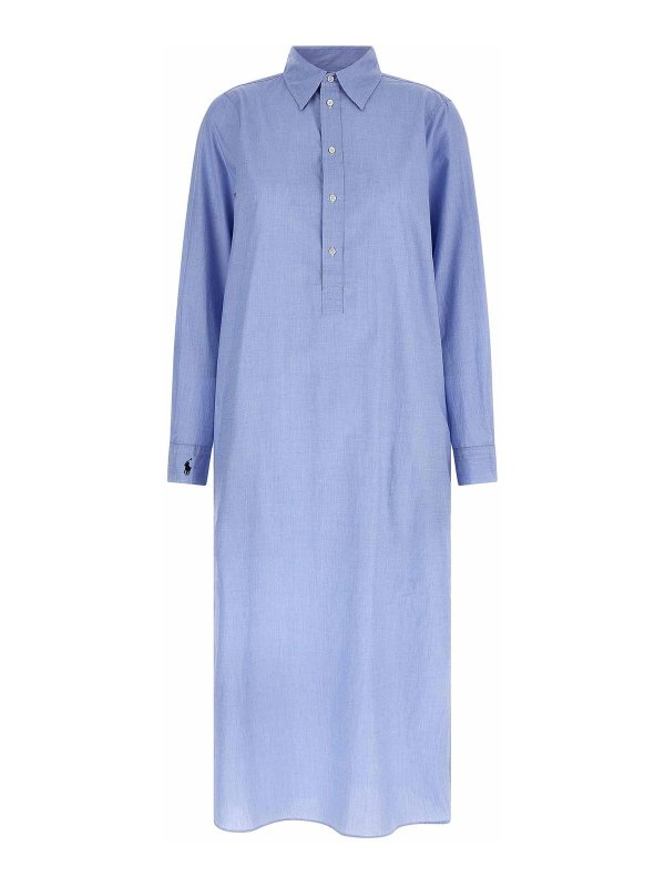 POLO RALPH LAUREN: ニーレングスドレス - 膝丈ドレス - ライトブルー