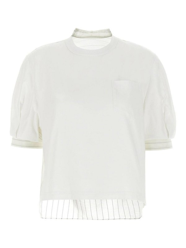 Sacai: t-shirts - Organza T-Shirt
