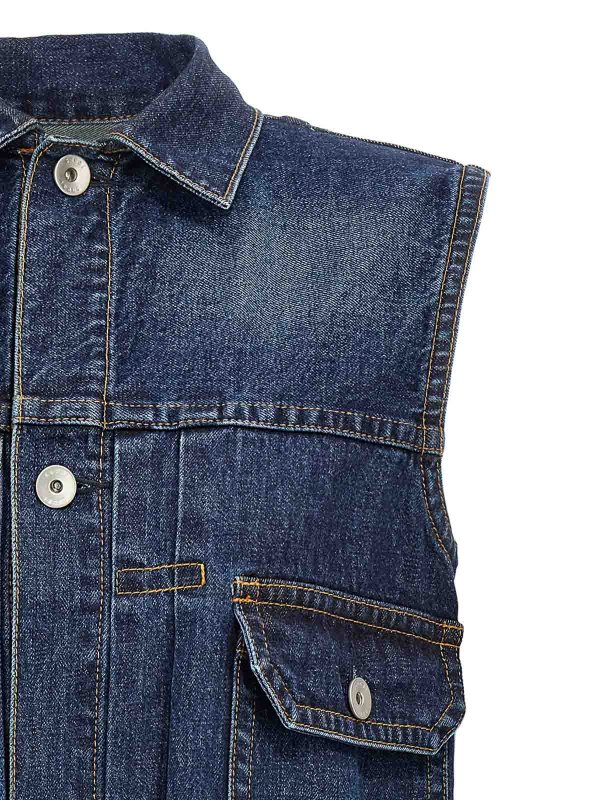 The Best Shops Sacai: knee length dresses - Ruffled Denim Dress