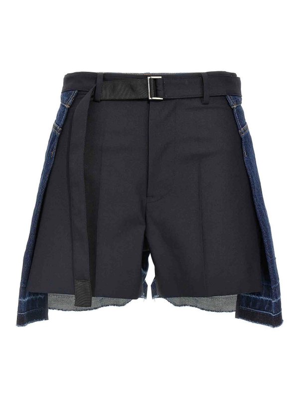 Sacai: Hosen Shorts - Shorts - Blau