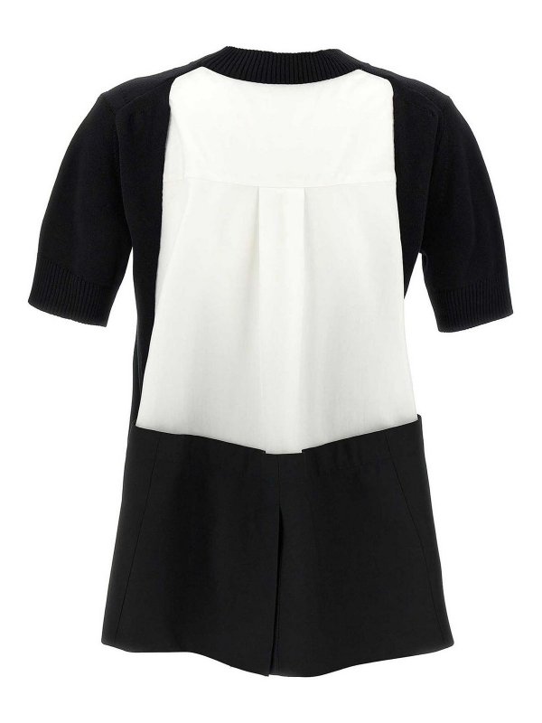 Sacai: Strickpullover mit Rundhalsausschnitt online - Rundhalspullover - Schwarz