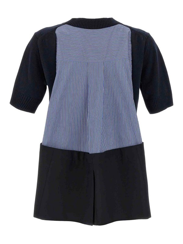 Sacai: Suéteres con cuello pico online - Suéter Cuello Redondo - Azul