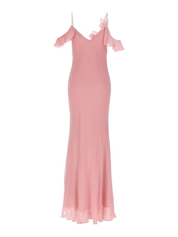 Self Portrait: maxi dresses online - Pink Georgette Flower Maxi Dress