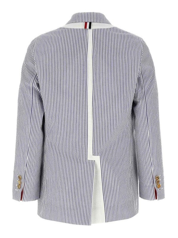 THOM BROWNE: blazers online - Single-Breasted Seersucker Blazer