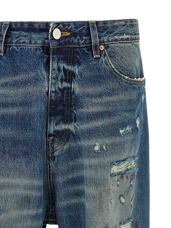The Best Shops VETEMENTS: bootcut jeans - Blue Distressed Baggy Jeans