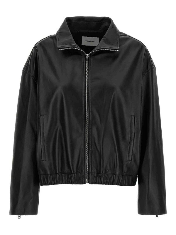 YVES SALOMON: blazers - Leather Bomber Jacket