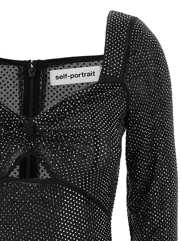 The Best Shops Self Portrait: ニーレングスドレス - 膝丈ドレス - 黒