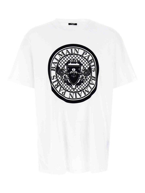 Balmain: t-shirts - Velvet Logo T-Shirt