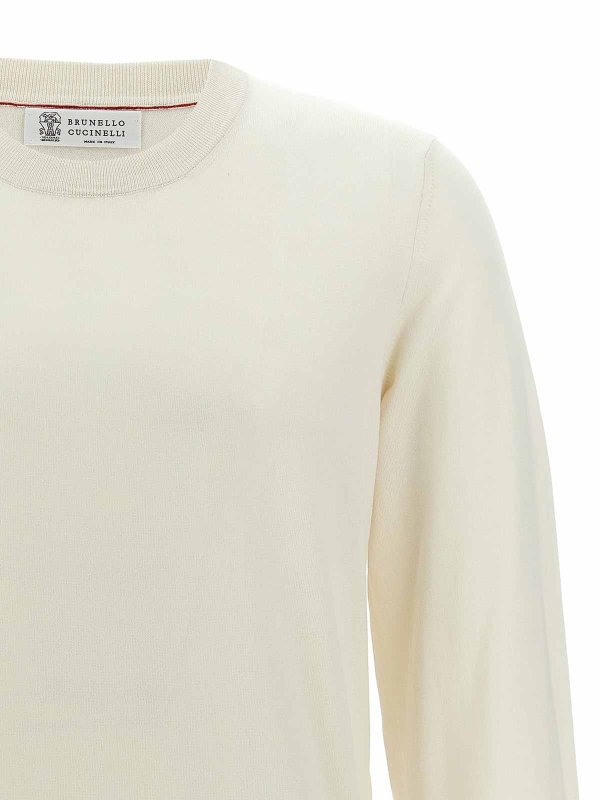 The Best Shops BRUNELLO CUCINELLI: Strickpullover mit Rundhalsausschnitt - Rundhalspullover - Weiß