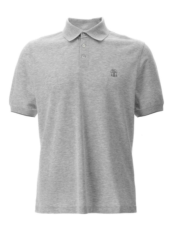 BRUNELLO CUCINELLI ポロシャツ Brunello Cucinelli Jacquard Striped Cotton Knit Polo Shirt