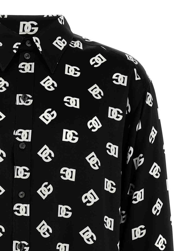 Tシャツ・カットソー Dolce & Gabbana SS24 Satin logo shirt (G5IT7TIS1O7 HNVAA) Silk shirt with liquor print in Print for Men