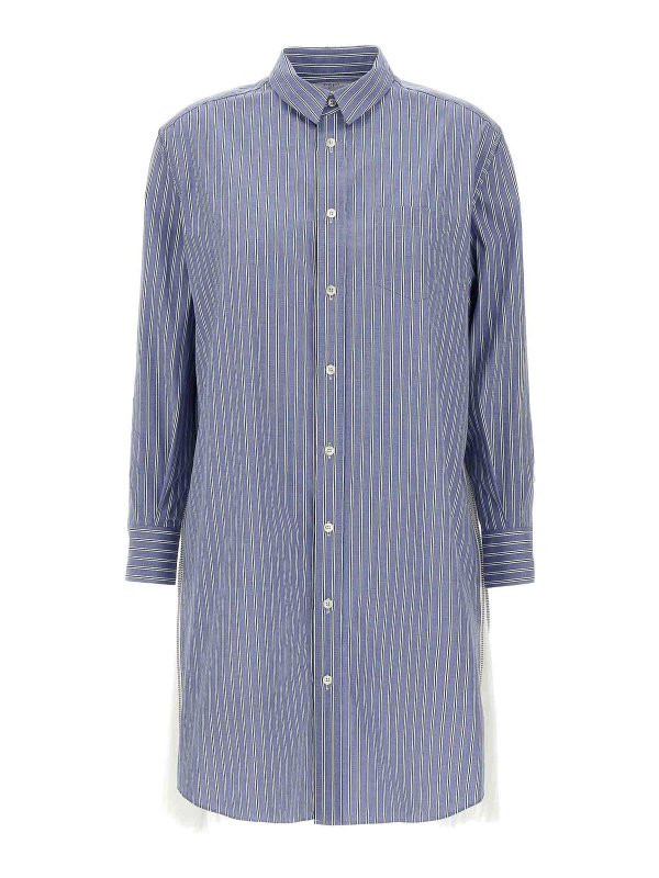 Sacai: Knielange Kleider - Knielanges Kleid - Hellblau