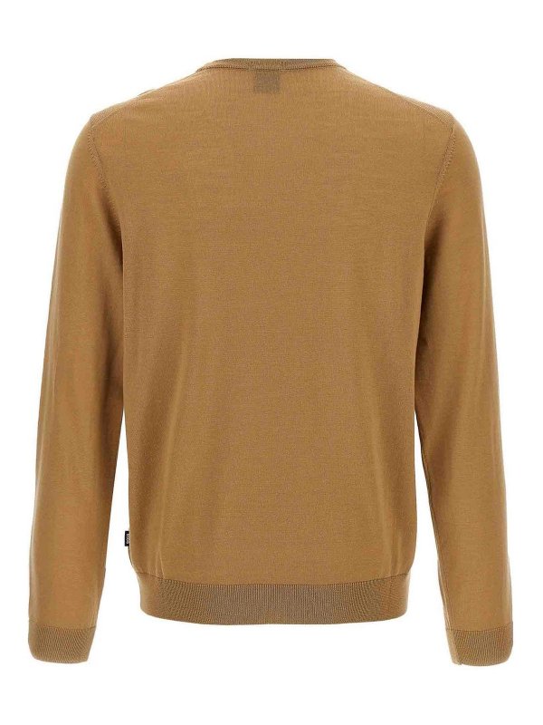 Hugo Boss: Strickpullover mit Rundhalsausschnitt online - Rundhalspullover - Beige