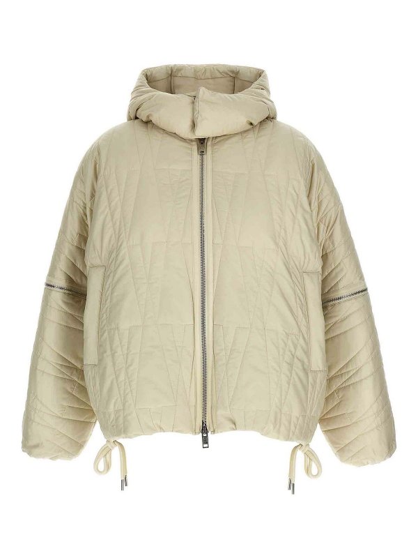 MONCLER: Kurze Daunenjacken - Blazer - Weiß