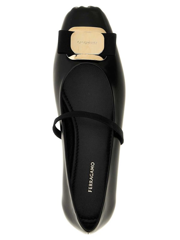 Ferragamo ブラック バレエフラットシューズ24cm - メルカリ