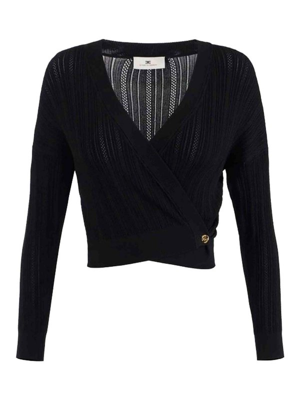 ELISABETTA FRANCHI: Vネック - Vネック - 黒