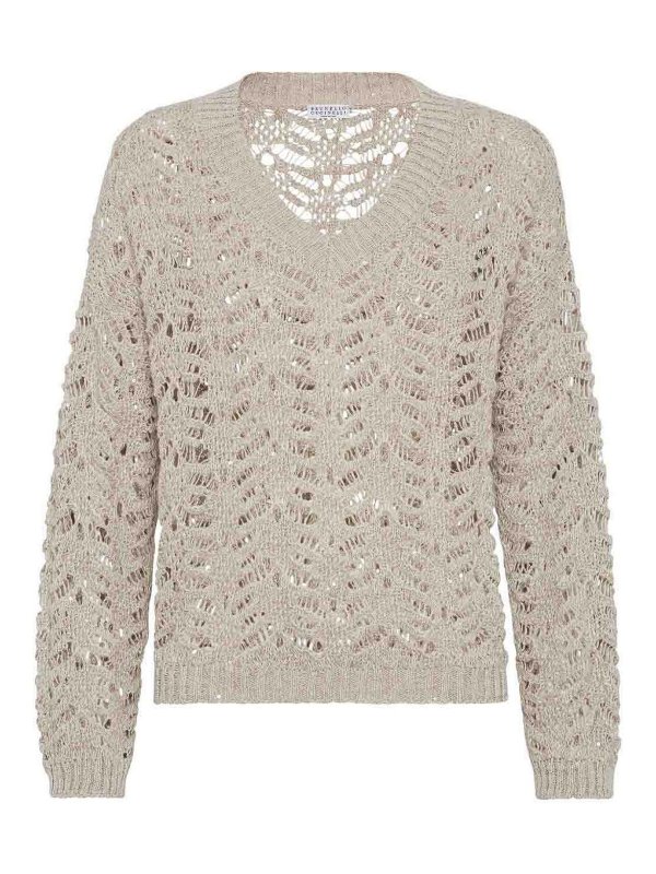 BRUNELLO CUCINELLI: U-Boot-Ausschnitt - U-Boot-Pullover - Beige