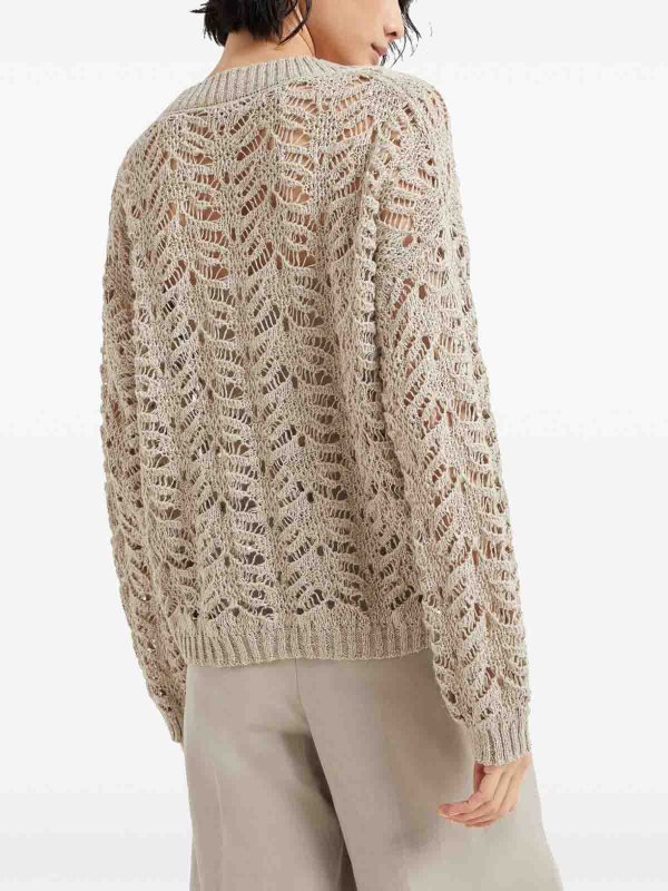 BRUNELLO CUCINELLI: U-Boot-Ausschnitt online - U-Boot-Pullover - Beige