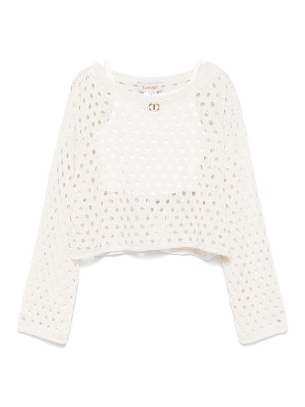 TWINSET: Col bateau - Pull Col Bateau - Blanc