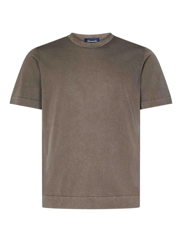 DRUMOHR: Strickpullover mit Rundhalsausschnitt - Rundhalspullover - Braun