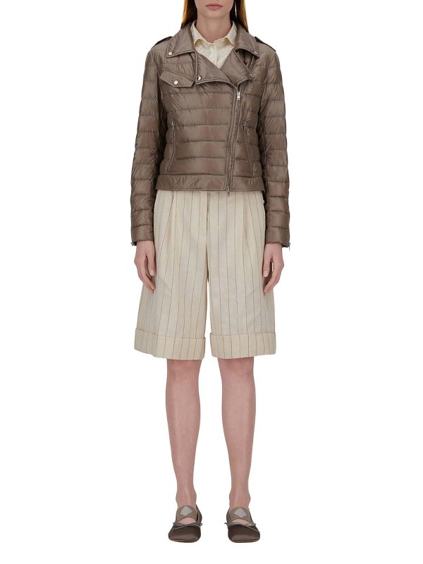 HERNO: casual jackets online - Taupe Biker Down Jacket