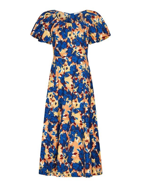 ULLA JOHNSON: ニーレングスドレス - 膝丈ドレス - ブルー