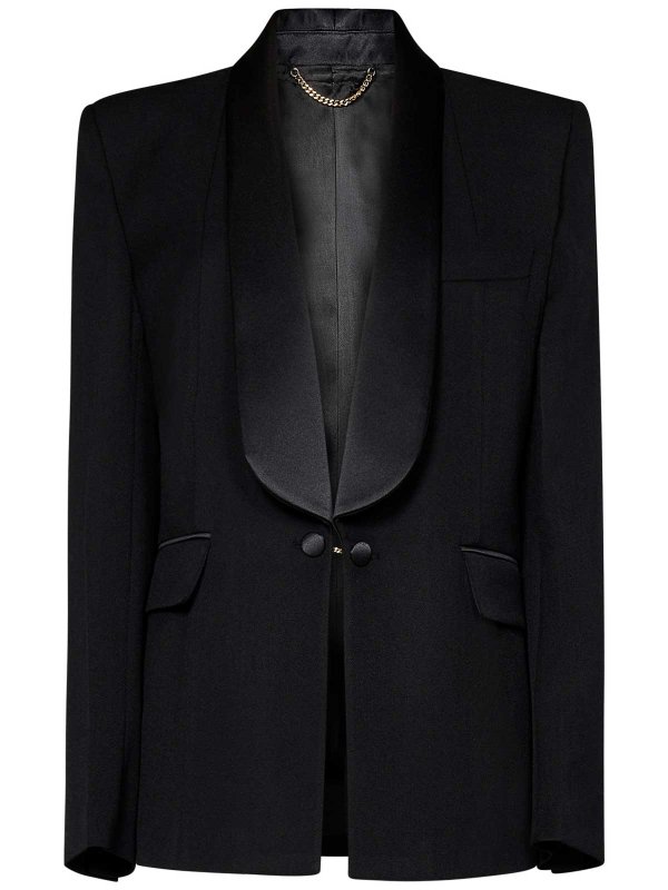 The Best Shops VICTORIA BECKHAM: formal suits - Black Wool Blend Grain De Poudre Tuxedo Suit
