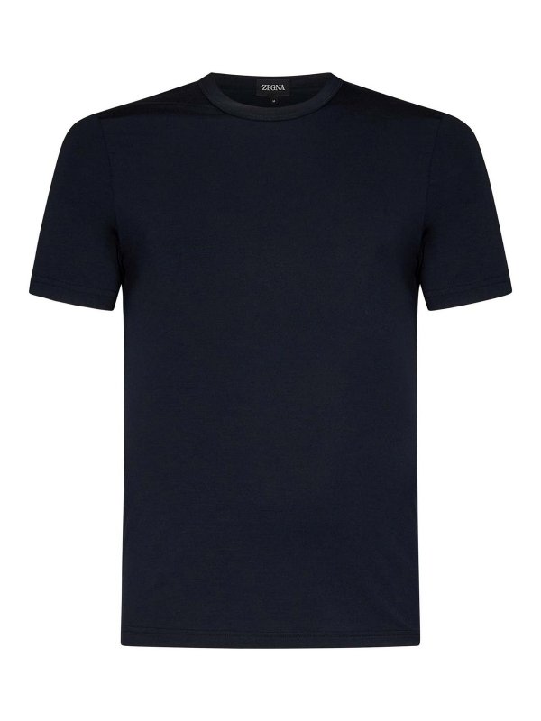 ZEGNA: t-shirts - Blue Stretch Modal And Lyocell Seacell Fabric