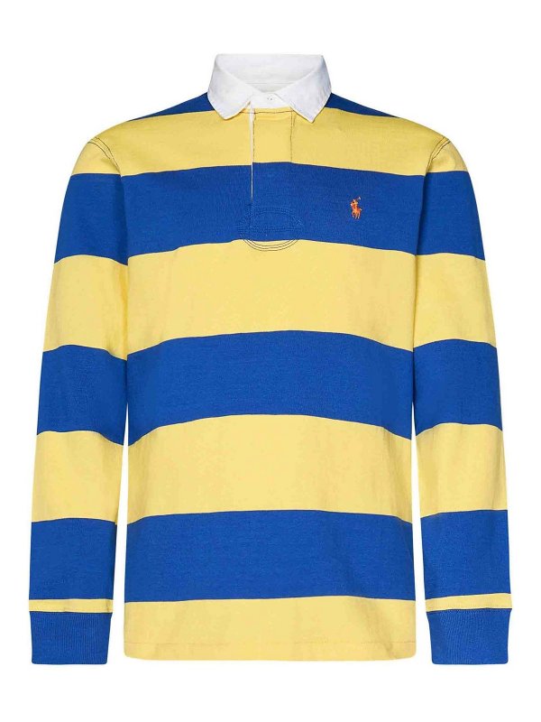 POLO RALPH LAUREN: shirts - Blue And Yellow Striped Cotton Jersey The Ico