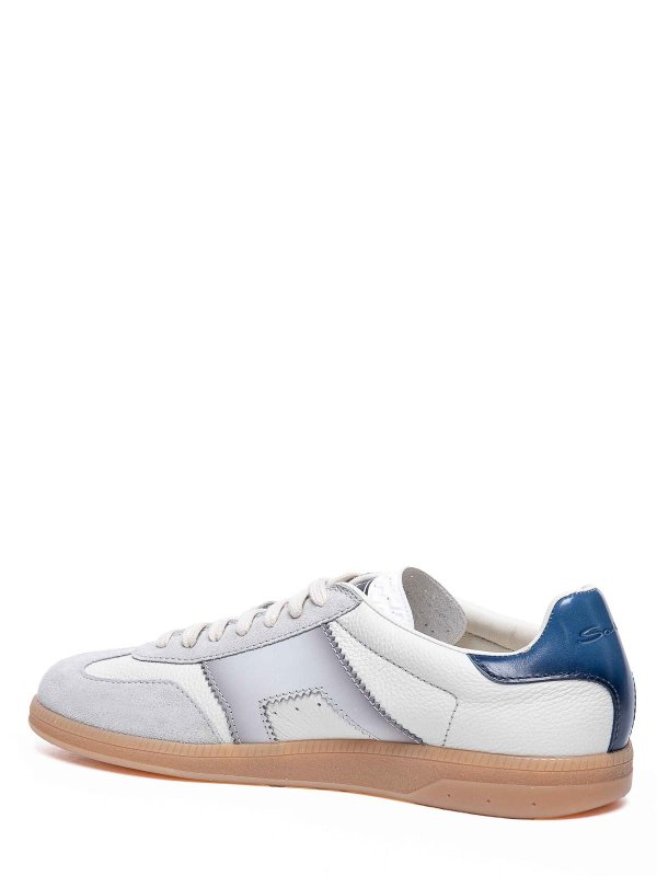 The Best Shops SANTONI: trainers - White And Grey And Blue Leather And Suede Dbs